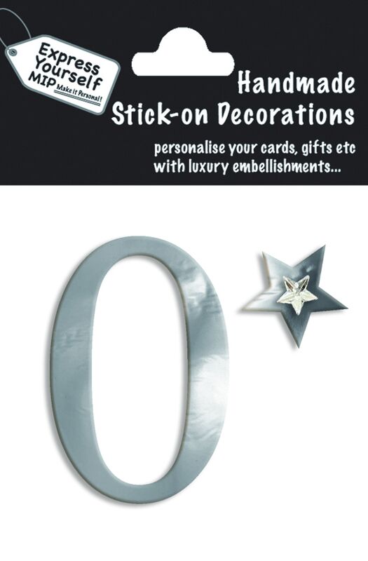 Handmade stick on numbers - Mini Silver Foil Number 0 - product images