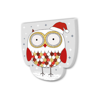 Christmas,Shaped,Notepads,-,Owl,With,Santa,Hat,Notepad, Christmas, Owl, Santa Hat