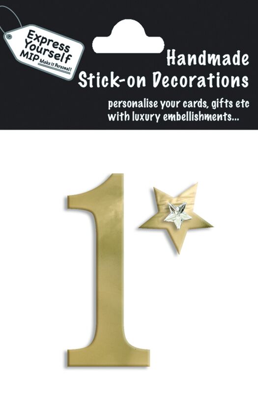 Handmade stick on numbers - Mini Gold Foil Number 1 - product images