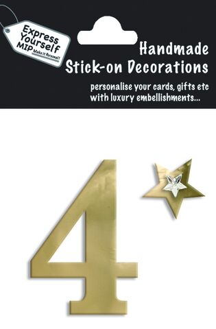 Handmade,stick,on,numbers,-,Mini,Gold,Foil,Number,4,stick-on numbers, craft, handmade, gold, foil, mini, 4