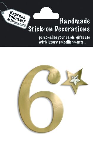 Handmade,stick,on,numbers,-,Mini,Gold,Foil,Number,6,stick-on numbers, craft, handmade, gold, foil, mini, 6