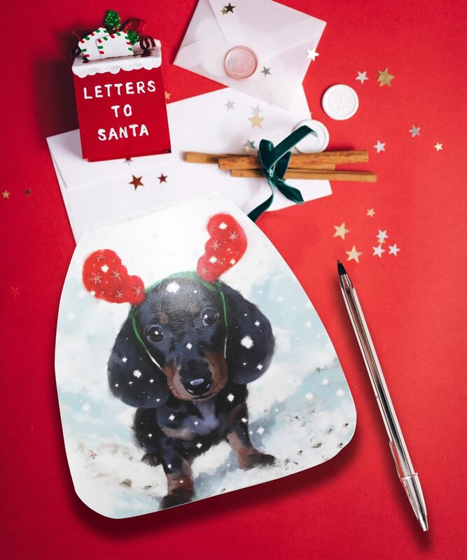 Christmas Shaped Notepads - Cute Dachshund With Antlers - product images  of 