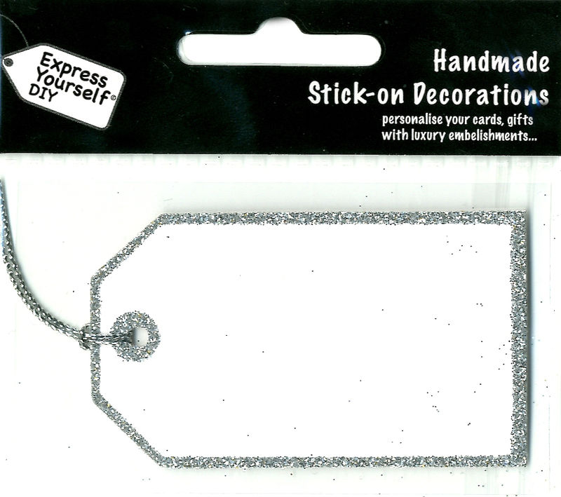 Handmade stick on tags - Mini Silver Glitter Tag - product images