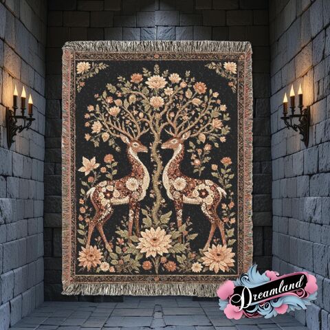 Whimsical,Deer,Medieval,Woven,Blanket,Tapestry,Mystical,Wall,Hanging,Dark,Academia,Throw,Forest,Romantic,Cottagecore,Fantasy,Art,Decor,medieval_tapestry,wall_tapestry,woven_tapestry,woven_blanket,woven_throw,medieval_wall,medieval_decor,cotton_woven,medieval_throw,cottagecore_dark,medieval_print,deer_tapestry,deer_wall