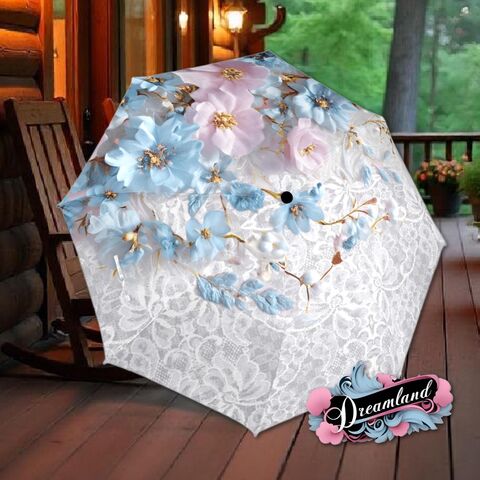 Blue,Pink,White,Unique,Umbrella,Flower,Art,Nouveau,Style,Printed,Faux,Floral,Beads,Parasol,Semi-Automatic,Waterproof,Foldable,rain_umbrella,sun_umbrella,uv_umbrella,travel_umbrella,unique_umbrella,gift_for_her,cute_umbrella,flower_umbrella,sun_parasol,japanese_umbrella,valentines_gift,pink_umbrella,white_umbrella
