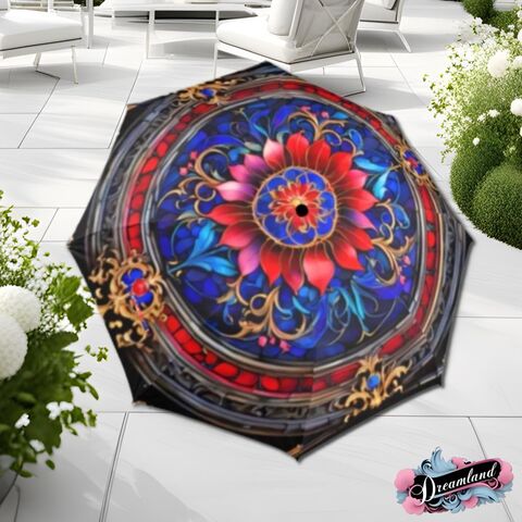 Red,Blue,Romantic,Umbrella,Victorian,Inspired,Boho,Faux,Stained,Glass,Flower,Parasol,Semi-Automatic,Waterproof,Foldable,pink_umbrella,rain_umbrella,unique_umbrella,uv_umbrella,sun_umbrella,victorian_umbrella,unique_gift,flower_umbrella,boho_umbrella,cute_umbrella,gift_for_her,stained_umbrella,red_umbrella