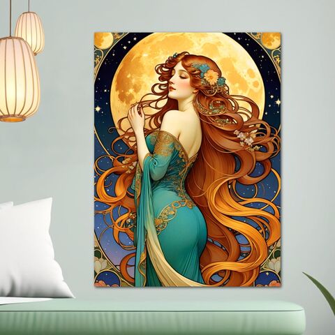 Art,Nouveau,Poster,Print,Boho,Lady,Goddess,Mucha,Inspired,Moon,Above,Wall,New,Bohemion,Home,Decor,art_nouveau_print,art_nouveau_poster,mucha_print,mucha_poster,mucha_prints,mucha_moon_poster,mucha_moon,alphonse_mucha,mucha_wall_art,mucha_posters,gift_for_her,moon_poster,moon_wall_art