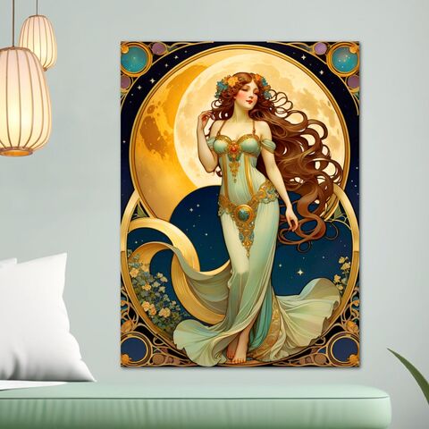 Golden,Moon,Art,Nouveau,Poster,Print,Boho,Lady,Goddess,Mucha,Inspired,Wall,New,Bohemion,Home,Decor,art_nouveau_print,art_nouveau_poster,mucha_print,mucha_poster,mucha_prints,mucha_moon_poster,mucha_moon,alphonse_mucha,mucha_wall_art,mucha_posters,gift_for_her,moon_poster,boho_print