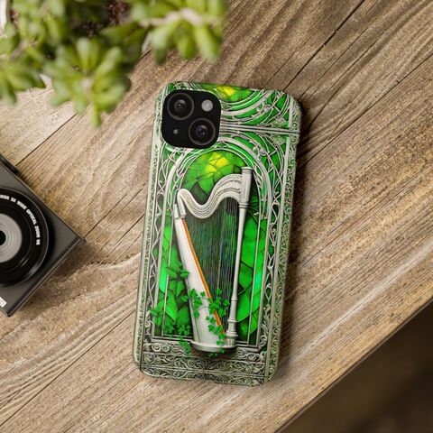 Irish,Harp,Phone,Case,Scottish,GIft,Green,Gray,Silver,Retro,Design,iPhone,13,14,15,Galaxy,S21,S22,S23,And,More,valentines_gift