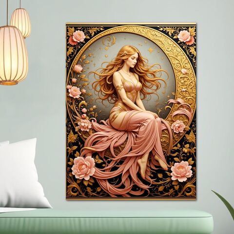 Pink,Moon,Art,Nouveau,Poster,Print,Boho,Lady,Goddess,Mucha,Inspired,Wall,New,Bohemian,Home,Decor,art_nouveau_print,art_nouveau_poster,mucha_print,mucha_poster,mucha_prints,mucha_moon_poster,mucha_moon,alphonse_mucha,mucha_wall_art,mucha_posters,gift_for_her,moon_poster,boho_decor