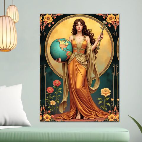 The,World,Art,Nouveau,Poster,Print,Boho,Lady,Goddess,Mucha,Inspired,Wall,New,Bohemian,Home,Decor,art_nouveau_print,art_nouveau_poster,mucha_print,mucha_poster,mucha_prints,mucha_moon_poster,mucha_moon,alphonse_mucha,mucha_wall_art,mucha_posters,gift_for_her,moon_poster,globe_wall_art