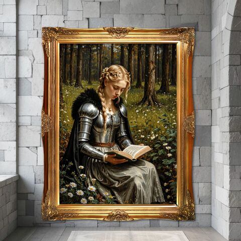 Art,Print,Medieval,Painting,Lady,Knight,Reading,In,Forest,Dark,Academia,Wall,Oil,Moody,dark_academia_decor,dark_academia_print,dark_academia_art,dark_moody_painting,lady_painting,oil_painting_print,lady_knight_print,lady_knight,knight_painting,medieval_print,medieval_painting,knight_wall_art,lady_reading