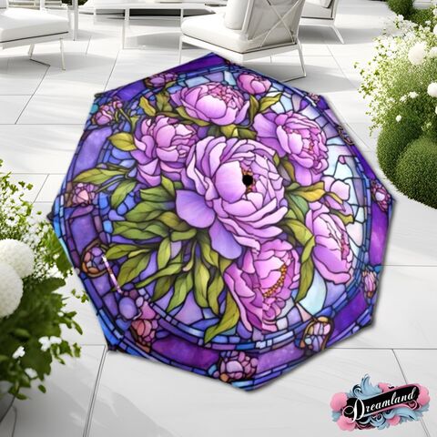 Purple,Peonies,Romantic,Umbrella,Victorian,Inspired,Faux,Stained,Glass,Flower,Parasol,Semi-Automatic,Waterproof,Foldable,pink_umbrella,rain_umbrella,unique_umbrella,uv_umbrella,sun_umbrella,victorian_umbrella,unique_gift,flower_umbrella,boho_umbrella,cute_umbrella,gift_for_her,stained_umbrella,purple_umbrella