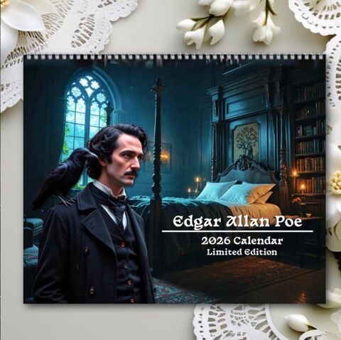 Edgar,Allan,Poe,2026,Wall,Calendar,Limited,Edition,Gothic,Dark,Academia,Planner,Home,Office,Decor,christmas_gift,office_gift,gift_for_her,2026_calendar,gothic_calendar,poe_calendar,raven_poe,poe_gift,gohtic_desk,dark_calendar,dark_decor,gothic_decor,halloween_decor