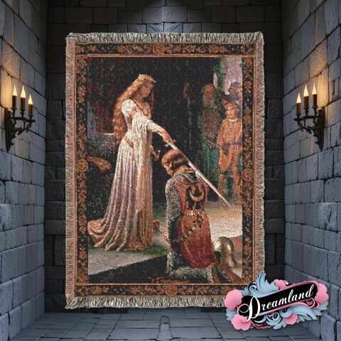 Medieval,Knighting,Ceremony,Tapestry,Woven,Blanket,The,Accolade,Reproduction,Leightons,Painting,Wall,Hanging,Dark,Academia,Throw,medieval_tapestry,wall_tapestry,woven_tapestry,woven_blanket,woven_throw,knight_tapestry,medieval_wall,medieval_decor,cotton_woven,medieval_throw,The_Accolade,Leighton_painting,medieval_painting