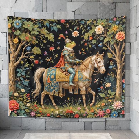Frog,Prince,Medieval,Tapestry,Lightweight,Indoor,Wall,Hanging,Mystical,Forest,Faux,Embroidered,Dark,Academia,Boho,Home,Decor,dark_academia,dark_wall_hanging,wall_tapestry,medieval_tapestry,medieval_wall,medieval_art,medieval_tapestries,medieval_decor,wall_hanging,frog_tapestry,knight_tapestry