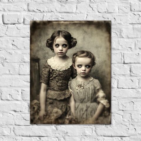 Photo,Creepy,Sisters,Victorian,Ghost,Family,Vintage,Printable,Black,Eyed,Children,Girl,Art,Halloween,Download,Wall,Scrapbook,Card,halloween_printable,ghost_photo,creepy_photograph,scary_kids,black_eyes_children,black_eye_girl,creepy_photo,victorian_photo,haunted_photo,halloween_decor,dark_academia_decor,dark_academia