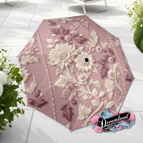 Dusty,Pink,Flower,Umbrella,Gold,Art,Nouveau,Printed,Flowers,Floral,Parasol,Semi-Automatic,Waterproof,Foldable,rain_umbrella,sun_umbrella,uv_umbrella,blue_umbrella,stained_umbrella,travel_umbrella,unique_umbrella,gift_for_her,cute_umbrella,flower_umbrella,sun_parasol,pink_umbrella,white_umbrella
