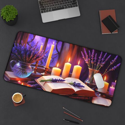 Witches,Table,Garden,Desk,Mat,Office,Decor,Large,Gaming,Mouse,Pad,Dark,Cottagecore,Witchy,Moon,Over,witchy_desk_mat,witchy_mouse_pad,witchy_mousepad,magic_desk_mat,gaming_desk_mat,large_desk_mat,purple_mouse_pad,purple_mousepad,office_gift,gift_for_her,dark_academia_desk,valentines_gift