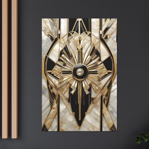 Gold,Art,Deco,Geometric,Wall,Canvas,Poster,Print,Living,Room,Black,Gray,Gatsby,Inspired,Painting,Mid,Century