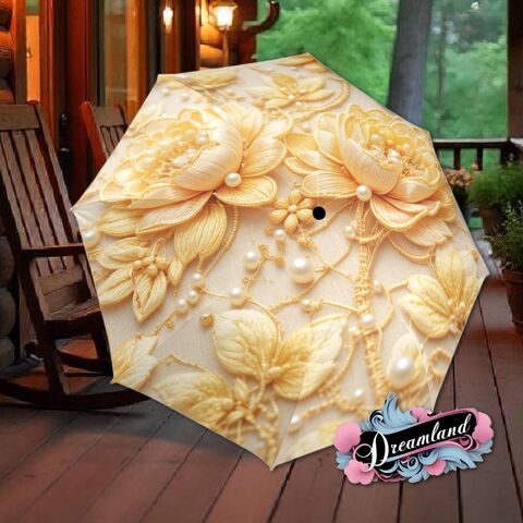 Golden,Yellow,Flower,Umbrella,Art,Nouveau,Printed,Flowers,Floral,Parasol,Semi-Automatic,Waterproof,Foldable,rain_umbrella,sun_umbrella,uv_umbrella,blue_umbrella,stained_umbrella,travel_umbrella,unique_umbrella,gift_for_her,cute_umbrella,flower_umbrella,sun_parasol,cream_umbrella,yellow_umbrella