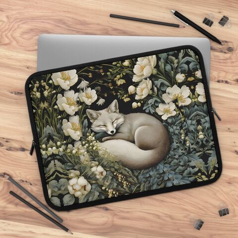 Gray,Fox,Laptop,Case,Art,Nouveau,William,Morris,Inspired,Cottagecore,Forestcore,Sleeve,13,15,17,Inches,Ipad,Air,Macbook,cottagecore_laptop,william_morris,morris_fox,fox_laptop_case,fox_laptop_cover,ipad_cover,ipad_case,ipad_sleeve,macbook_case,gift_for_her,macbook_cover,cottagecore_cover,valentines_gift