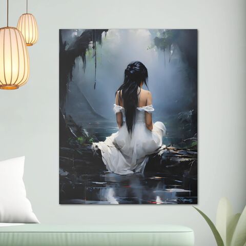 Woman,In,White,Canvas,Dark,Moody,Victorian,Oil,Painting,Print,Academia,Gothic,Aesthetic,Lady,Lake,Cottagecore,Wall,Art,moody_oil_painting,lady_lake_painting,women_white_painting,dark_academia,dark_aesthetic,gothic_wall_art,dark_academia_decor,dark_academia_print,victorian_painting,ghost_print,lady_lake_print,framed_print,halloween_decor