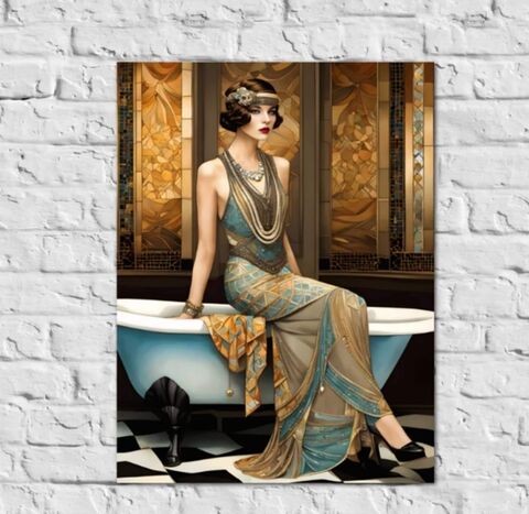 Gold,Teal,Art,Deco,Gatsby,Girl,1920,Style,Powder,Room,Bathroom,Poster,Print,Wall,Retro,Home,Decor,art_deco_decor,art_deco_bathroom,gatsby_decor,art_deco_print,gatsby_print,bathroom_wall_art,speakeasy_decor,gatsby_girl,teal_art_deco,gatsby_bathroom,art_deco_bath,gift_for_her,flapper_wall_art
