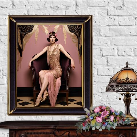 Pink,Gatsby,Girl,Poster,Print,Art,Deco,Wall,Old,Hollywood,Glamour,Retro,1920s,Flapper,art_deco_print,art_deco_wall_art,art_deco_painting,gatsby_girl_print,gatsby_girl_poster,art_deco_poster,retro_wall_art,retro_print,retro_poster,gift_for_her,christmas_gift,mid_century_decor,pink_art_deco