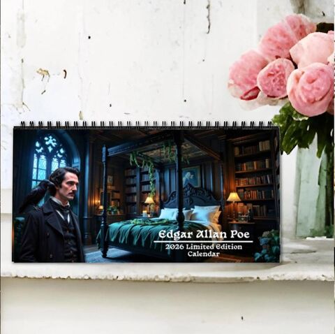 Limited,Edition,Edgar,Allan,Poe,Desktop,2026,Calendar,Gothic,Spiral,Desk,Office,Home,Decor,Planner,desk_calendar,gift_office,christmas_gift,office_calendar,2026_calendar,office_decor,calendar_gift,cute_calendar,gothic_calendar,poe_calendar,poe_raven,gothic_decor,dark_calendar