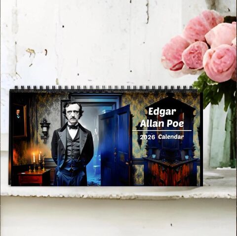 Edgar,Allan,Poe,Desktop,2026,Calendar,Spiral,Gothic,Dark,Academia,The,Raven,Annabel,Lee,Home,Office,Decor,edgar_poe_calendar,dark_calendar,desk_calendar,gift_office,gothic_calendar,raven_poe,annabele_lee_poe,christmas_gift,dark_academia,office_calendar,gift_for_him,raven_calendar,2026_calendar