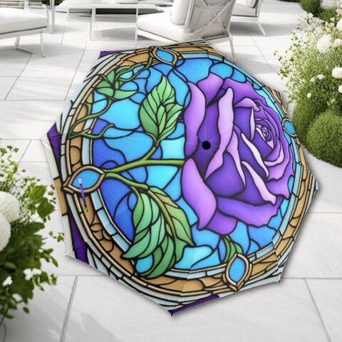 Purple,Rose,Umbrella,Stained,Glass,Romantic,Flowers,Parasol,Semi-Automatic,Floral,Sun,Rain,Waterproof,Foldable,purple_umbrella,rain_umbrella,uv_umbrella,sun_umbrella,foldable_umbrella,gothic_umbrella,rose_umbrella,flower_umbrella,gothic_rose_umbrella,travel_umbrella,womens_umbrella,gift_for_her,purple_parasol