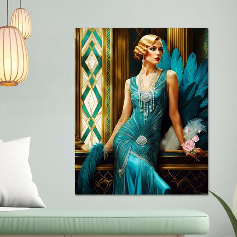 Canvas,Print,Art,Deco,Wall,Showgirl,Zeigfeld,Gatsby,GIrl,Portrait,1920s,Style,Home,Decor,Painting,art_deco_decor,art_deco_print,art_deco_painting,art_deco_framed,gatsby_girl_print,gatsby_girl_painting,retro_decor,retro_print,mid_century_decor,gift_for_her,art_deco_wall_art,framed_wall_art,christmas_gift