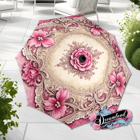 Boho,Pink,Beige,Umbrella,Art,Nouveau,Printed,Flowers,Floral,Black,Cream,Parasol,Semi-Automatic,Waterproof,Foldable,rain_umbrella,sun_umbrella,uv_umbrella,blue_umbrella,stained_umbrella,travel_umbrella,unique_umbrella,gift_for_her,cute_umbrella,flower_umbrella,sun_parasol,pink_umbrella,boho_umbrella