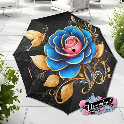 Gothic,Blue,Rose,Umbrella,Unique,Style,Printed,Faux,Flower,Lace,Parasol,Semi-Automatic,Waterproof,Foldable,rain_umbrella,sun_umbrella,uv_umbrella,travel_umbrella,unique_umbrella,gift_for_her,cute_umbrella,flower_umbrella,sun_parasol,gothic_umbrella,gothic_parasol,black_umbrella,rose_umbrella