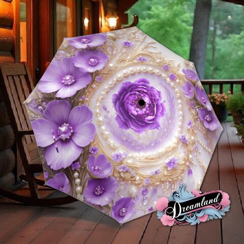 Gold,Purple,Flower,Umbrella,Unique,Art,Nouveau,Style,Printed,Faux,Beads,Parasol,Semi-Automatic,Waterproof,Foldable,rain_umbrella,sun_umbrella,uv_umbrella,travel_umbrella,unique_umbrella,gift_for_her,cute_umbrella,flower_umbrella,sun_parasol,japanese_umbrella,white_parasol,purple_umbrella,purple_parasol