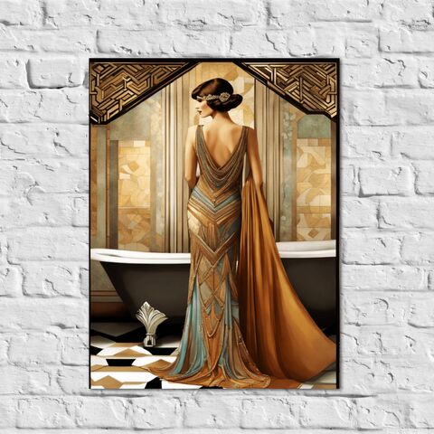 Bathroom,Print,Flapper,Retro,Art,Deco,Wall,Painting,Gatsby,Old,Hollywood,Girl,Glamour,Poster,1920s,art_deco_print,art_deco_wall_art,gatsby_girl_print,gatsby_girl_poster,art_deco_poster,retro_wall_art,retro_print,retro_poster,gift_for_her,art_deco_decor,speakeasy_decor,bathroom_print,deco_bathroom