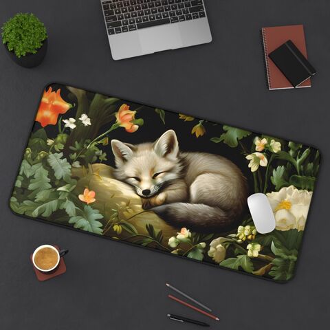 Sleeping,Gray,Baby,Fox,Desk,Mat,Mousepad,Cute,Aesthetic,William,Morris,Inspired,Cottagecore,Office,Decor,Large,Gaming,Pad,william_morris,morris_desk_mat,morris_mouse_pad,fox_desk_mat,fox_mouse_pad,cottagecore_desk,cottagecore_mousepad,forestcore_desk,forestcore_mouse,forestcore_mat,office_decor,gift_for_her,office_gift
