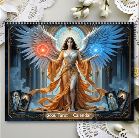 Mystic,Tarot,2026,Wall,Calendar,Witchy,Magical,Gothic,Dark,Planner,Home,Office,Decor