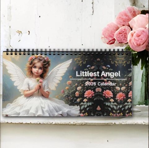 Angel,Desktop,2026,Calendar,Spiral,Cute,Little,Angels,Desk,Office,Home,Decor,Planner