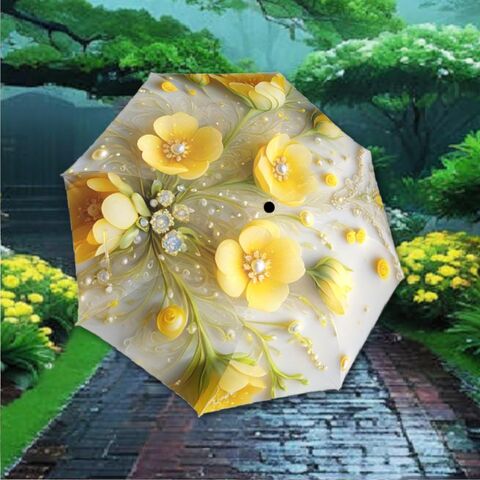 Yellow,Romantic,Umbrella,Victorian,Inspired,Faux,Beaded,Parasol,Semi-Automatic,Waterproof,Foldable,pink_umbrella,rain_umbrella,unique_umbrella,uv_umbrella,sun_umbrella,victorian_umbrella,unique_gift,gift_for_her,flower_umbrella,boho_umbrella,cute_umbrella,yellow_parasol,sakura_umbrella