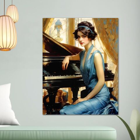 Art,Deco,Girl,At,Piano,Canvas,Print,Wall,Showgirl,Zeigfeld,Gatsby,GIrl,Portrait,1920s,Style,Home,Decor,Painting,art_deco_decor,art_deco_print,art_deco_poster,art_deco_wall_art,gatsby_decor,gatsby_poster,gatsby_girl_print,gatsby_girl_poster,retro_decor,retro_wall_art,retro_print,framed_print,gift_for_her