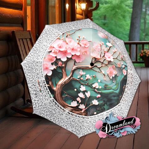 Sakura,Flower,Umbrella,Romantic,Art,Nouveau,Floral,Cherry,Blossoms,Faux,Printed,Lace,Parasol,Semi-Automatic,Waterproof,Foldable,rain_umbrella,unique_umbrella,uv_umbrella,sun_umbrella,unique_gift,flower_umbrella,boho_umbrella,cute_umbrella,gift_for_her,stained_umbrella,pink_umbrella,sakura_umbrellla,japanese_umbrella