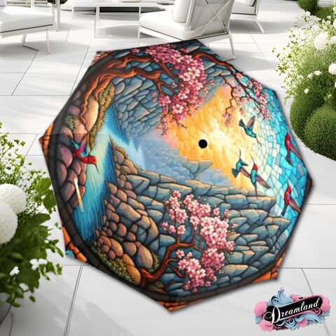 Sakura,Umbrella,Pink,Stained,Glass,Japanese,Inspired,Art,Nouveau,Flower,Birds,Parasol,Semi-Automatic,Waterproof,Foldable,rain_umbrella,sun_umbrella,uv_umbrella,stained_umbrella,flower_umbrella,gift_for_her,unique_gift,travel_umbrella,foldable_umbrella,pink_umbrella,sakura_umbrella,japanese_umbrella,Japanese_parasol