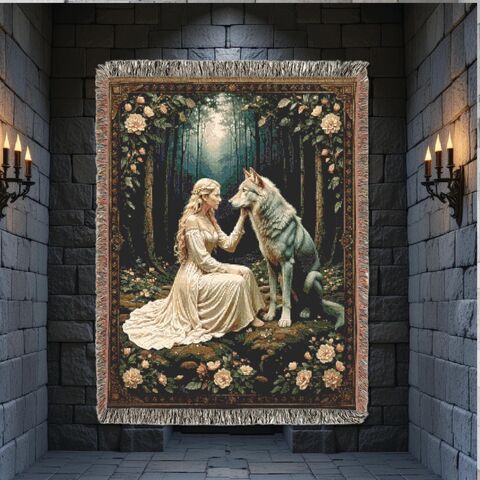 Tapestry,Freya,And,Wolf,Woven,Blanket,Norse,Goddess,Medieval,Wall,Hanging,DarkThrow,Art,Decor,medieval_tapestry,wall_tapestry,woven_blanket,woven_throw,medieval_wall,medieval_decor,medieval_throw,freya_art,goddess_withcy,wolf_tapestry,witchy_tapestry,freya_goddess,norse_wall_art,Cotton