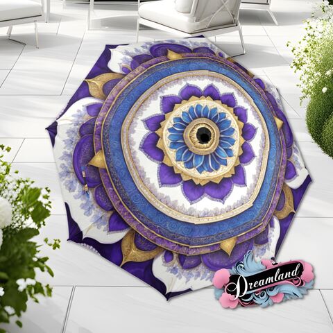 Boho,Mandella,Umbrella,Art,Nouveau,Blue,Purple,Printed,Parasol,Semi-Automatic,Waterproof,Foldable,rain_umbrella,sun_umbrella,uv_umbrella,travel_umbrella,unique_umbrella,gift_for_her,cute_umbrella,flower_umbrella,sun_parasol,valentines_gift,boho_umbrella,purple_umbrella,blue_umbrella