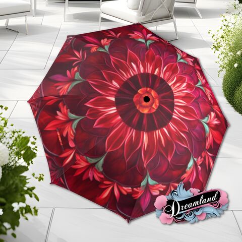 Red,Boho,Mandella,Umbrella,Art,Nouveau,Printed,Parasol,Semi-Automatic,Waterproof,Foldable,rain_umbrella,sun_umbrella,uv_umbrella,travel_umbrella,unique_umbrella,gift_for_her,cute_umbrella,flower_umbrella,sun_parasol,valentines_gift,boho_umbrella,red_umbrella,mandella_umbrella