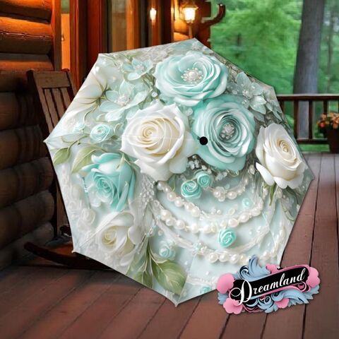 Rose,Unique,Umbrella,Art,Nouveau,Style,Printed,Faux,Floral,Beads,Parasol,Semi-Automatic,Waterproof,Foldable,rain_umbrella,sun_umbrella,uv_umbrella,travel_umbrella,unique_umbrella,gift_for_her,cute_umbrella,flower_umbrella,sun_parasol,japanese_umbrella,valentines_gift,blue_umbrella,rose_umbrella