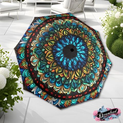 Teal,Boho,Umbrella,Gothic,Stained,Glass,Mandela,Parasol,Semi-Automatic,Waterproof,Foldable,rain_umbrella,sun_umbrella,uv_umbrella,stained_umbrella,flower_umbrella,gift_for_her,unique_gift,waterproof_umbrella,travel_umbrella,foldable_umbrella,gothic_umbrella,gothic_parasol,boho_umbrella