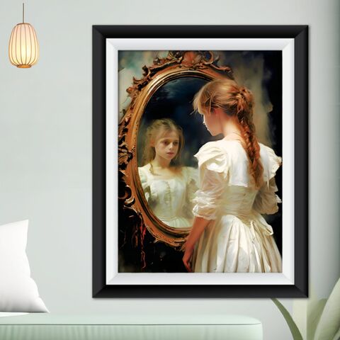 Victorian,Fine,Art,Print,Mysterious,Girl,In,The,Mirror,Oil,Painting,Dark,Aesthetic,Academia,Wall,Poster,Moody,Cottagecore,Decor,victorian_print,dark_cottagecore,moody_wall_art,gothic_art,witchy_wall_art,horror_photo,creepy_girl_photo,nocturne_painting,witchy_decor,moody_dark_art,woman_portrait_print,victorian_painting,halloween_wall_art